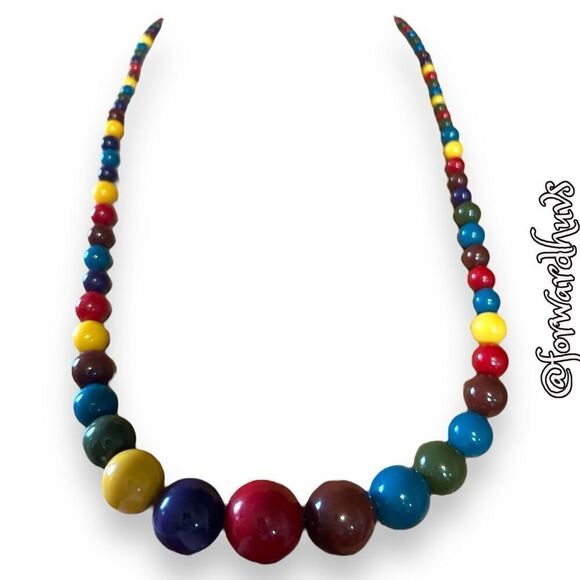 Bundle Sale 3 for $15 | Graduated Plastic Multi Colored Bead Necklace - Picture 6 of 10
